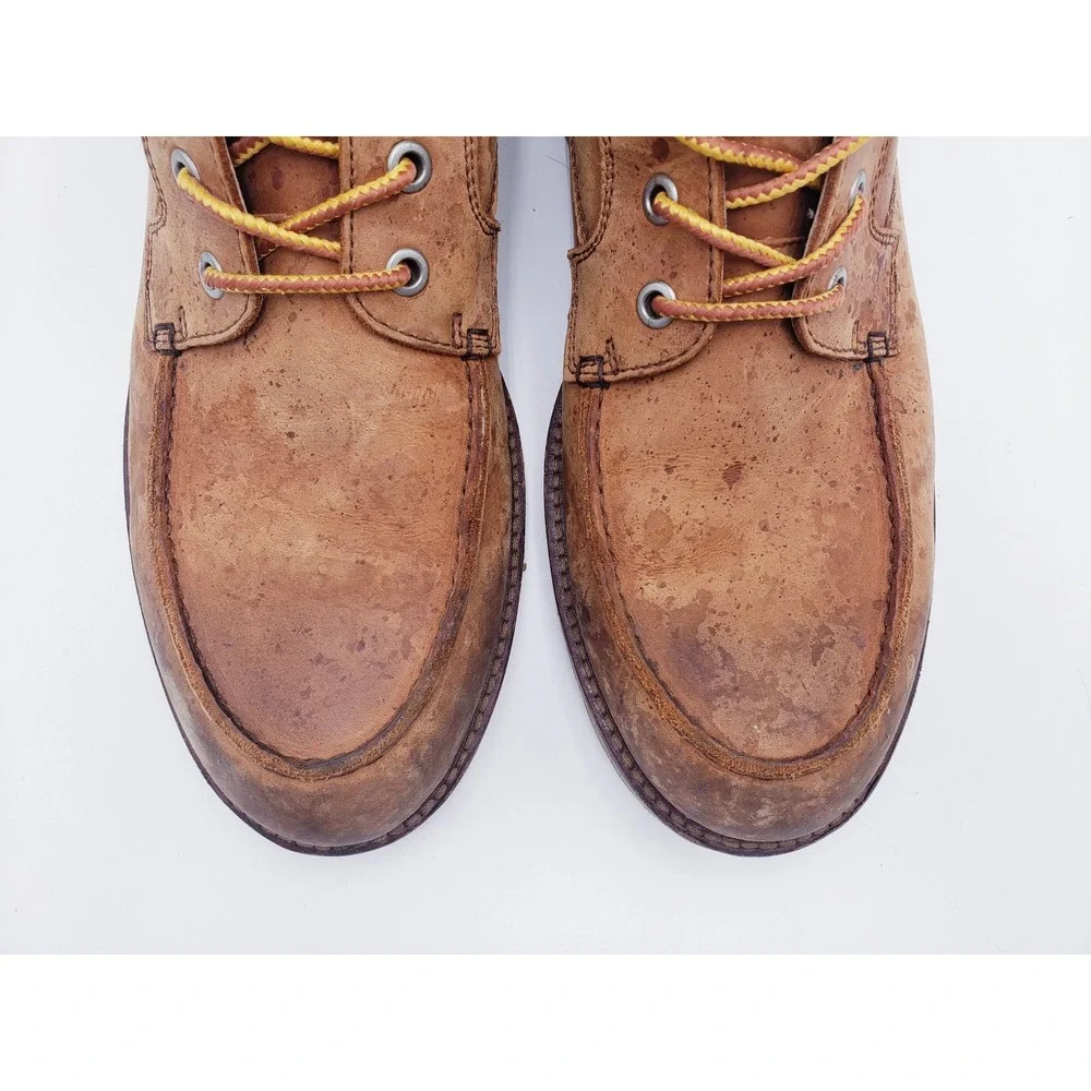Ecco Men's Holbrok 532234 Mid Cut Lace Boot Slip Resist Moc Toe Tan Mens Size 47